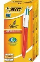 Stilolaps me bojë BIC 4 Colours Fine, majë e hollë, set 12 copë, trup i kuq e i bardhë
