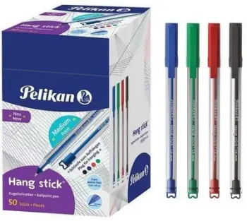 Stilolaps me maje sferike Pelikan Hang Stick, 1.0 mm, paketim 50 copë, ngjyra të përziera