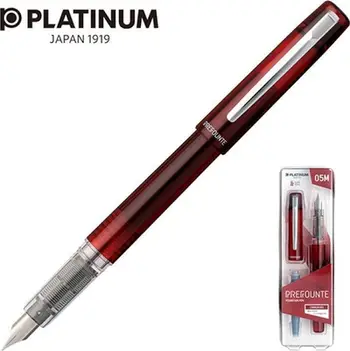 Stilolaps me bojë Platinum Prefounte Medium, majë çeliku, Crimson Red