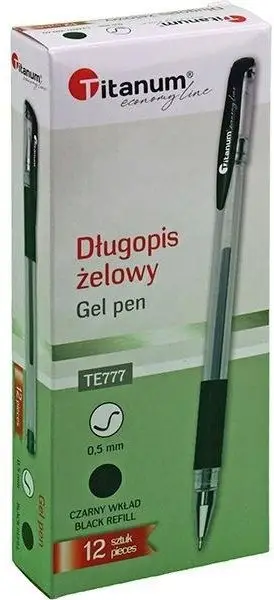 Stilolaps me xhel Titanum TE777, 0.5mm, bojë e zezë, set 12 copë