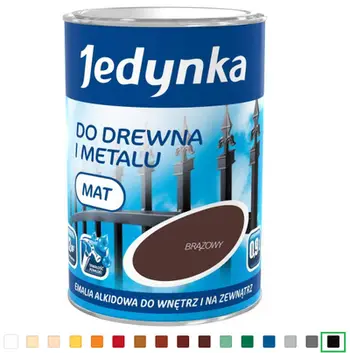 Bojë alkid Jedynka Matt, për dru dhe metal, 0.9L, e zezë mat