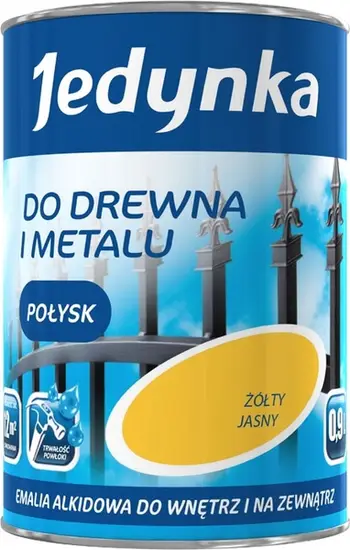 Bojë për dru dhe metal Jedynka, 0.9L, me shkëlqim, e zezë
