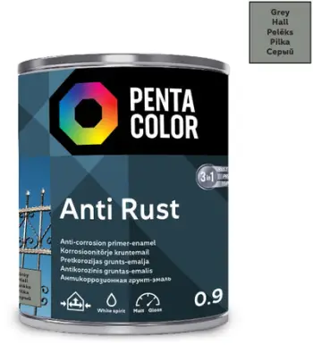 Bojë antindryshk Penta Color Anti Rust, 3 në 1, 0.9L, gri
