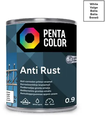 Bojë antikorrozive Penta Color Anti Rust, 0.9L, metal, e bardhë