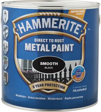 Bojë antikorrozive Hammerite Smooth, 5L, për metal, e zezë e lëmuar
