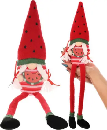 Figurinë dekorative kopshti Saska Garden Gnome Dwarf Sitting Watermelon, 35cm, plastikë, shumëngjyrëshe