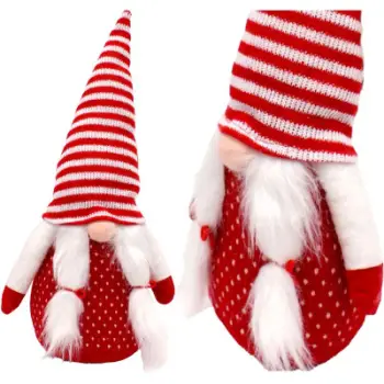 Figurinë dekorative Saska Christmas Standing Gnome, 35 cm, e bardhë e kuqe rozë