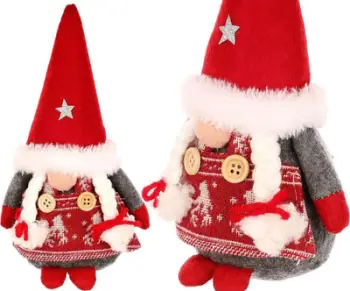 Figurine dekorative Saska Christmas Gnome Girl, 20cm, pelush, shumëngjyrëshe