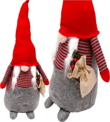 Figurine dekorative Saska Christmas Santa Girl, 50 cm, kuqe gri e bardhë