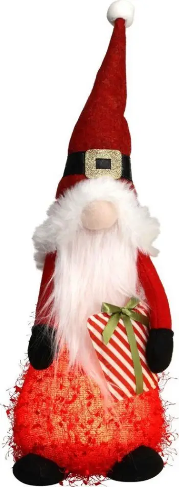 Figurine dekorative Santa Claus me LED, 51cm, prej plushi, shumëngjyrëshe