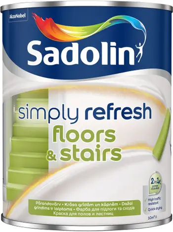 Bojë dyshemeje Sadolin Simply Refresh Floors and Stairs, mat, 0.9L, e bardhë