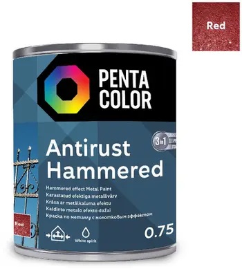 Bojë metalike Pentacolor Hardened Metal Effect, efekt i fortësuar, 0.75L, e kuqe