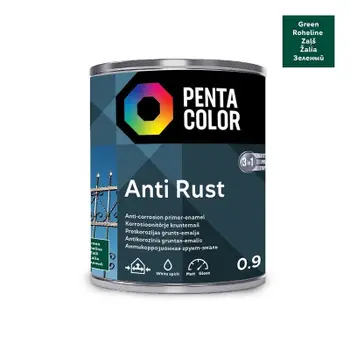 Bojë smalt antikorrozive Pentacolor Anti Rust, 0.9L, për metal, e gjelbër