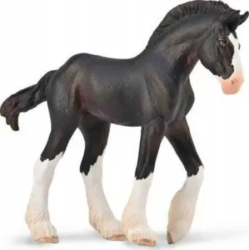 Figurine kafshe Collecta Clydesdale Foal, këlysh kali, me pallto të zezë