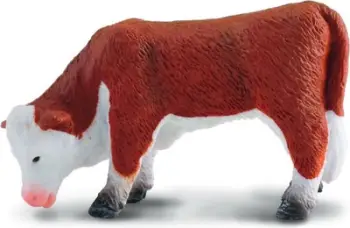 Figurine kafshe Collecta Hereford Calf Grazing S, viç ferme, shumëngjyrëshe