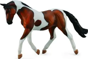 Figurinë kafshe Collecta Mare Stallion Bay Pinto, model dekorativ, plastike, shumëngjyrëshe