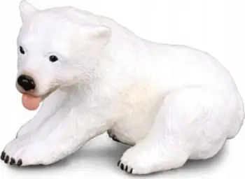 Figurinë kafshe Collecta Polar Bear Cub Sitting, këlysh ariu polar, e bardhë