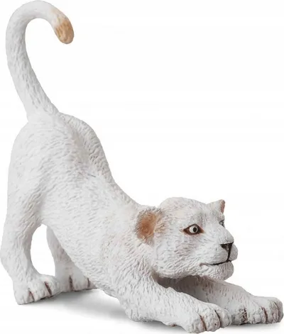 Figurinë kafshe Collecta White Stretching Lion Cub, këlysh luani, e bardhë - 1