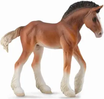 Figurinë lodër Collecta Clydesdale Bay Foal, këlysh kali, shumëngjyrëshe