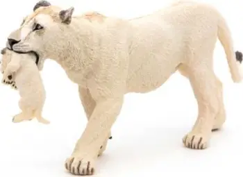 Figurine lodër PAPO Wild Animal Kingdom White, luaneshë me këlysh, e bardhë