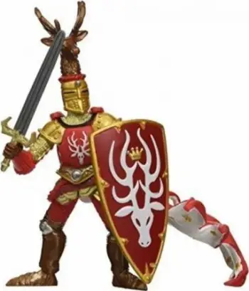 Figurinë kalorës Papo Medieval Era Knight Stag, e kuqe