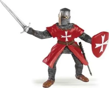 Figurinë kalorësi Knight of Malta, mantel i zi me kryq të bardhë