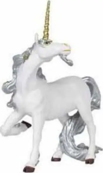 Figurinë unicorn Papo Silver, model 39038, argjend