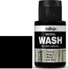 Bojë larëse për model Vallejo Model Wash Black, 35ml, e zezë