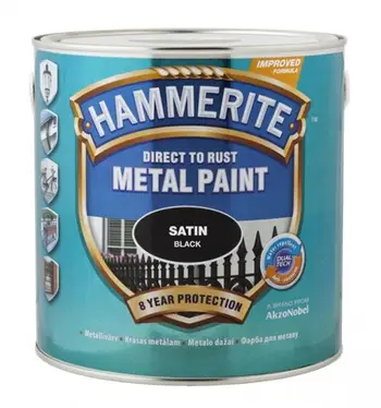 Bojë metali Hammerite Satin Finish, 250ml, gjysmë-mat, e zezë