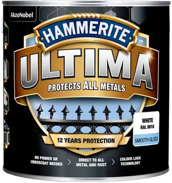 Bojë metali Hammerite Ultima Smooth, 0.7L, me shkëlqim, e bardhë