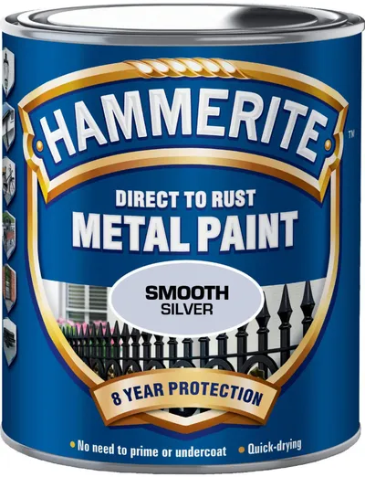 Bojë metalike Hammerite Smooth Enamel, 250 ml, argjend - 1