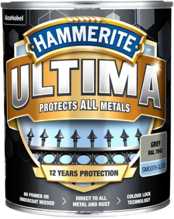 Bojë metalike Hammerite Ultima Smooth, me shkëlqim, 0.7L, gri