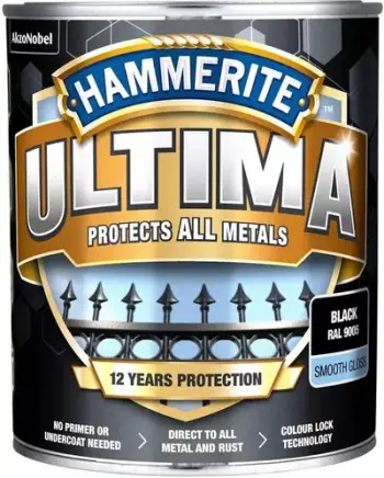 Bojë për metal Hammerite Ultima Smooth, 0.7L, me shkëlqim, e zezë