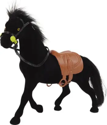 Figurine pelushi Black Velvet Horse, lodër kali, kadife, e zezë