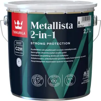 Bojë metalike Tikkurila Metallista 2-in-1, 2.7L, akrilike anti-ndryshk, gjysmë-mat
