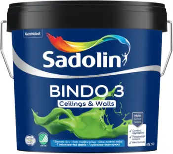 Bojë muri Sadolin Bindo 3 BW, mat e thellë, 4.5L, e bardhë