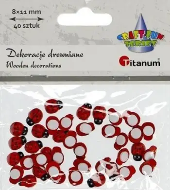 Stoli vetëngjitëse 3D Titanum Ladybugs, dru, 8 x 11mm, set 40 copë, të kuqe