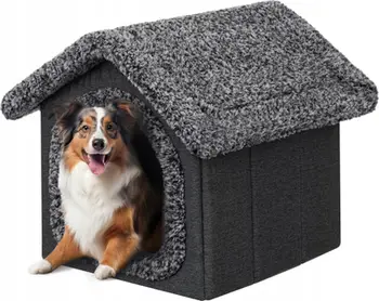 Strehë për qen DOGGY R5 BUDA LAMB, kolibe për ambiente të brendshme dhe të jashtme, e zezë