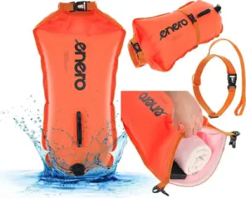 Bojë sigurie noti Enero Inflatable Safety Buoy Dry Pocket 2 in 1, 72x36 cm, portokalli