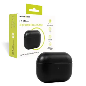 Mbrojtëse prej lëkure për kufje Mobile Origin për AirPods Pro 2, e zezë