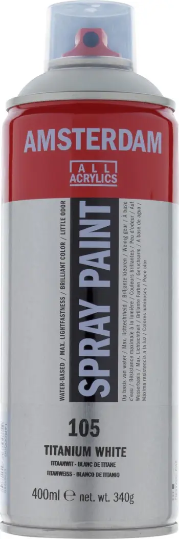 Bojë sprej akrilike Amsterdam Titanium White, 400ml, bazë uji, e bardhë titan