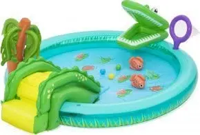 Qendër loje fryrëse Bestway Crocodile, me pishinë uji, me rrëshqitëse, shumëngjyrëshe