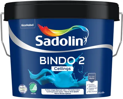 Bojë tavani Sadolin Bindo 2, 2.5L, mat, e bardhë - 1