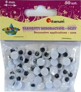 Sy dekorativë lëvizës, set 50 copë, 8 mm, shumëngjyrëshe