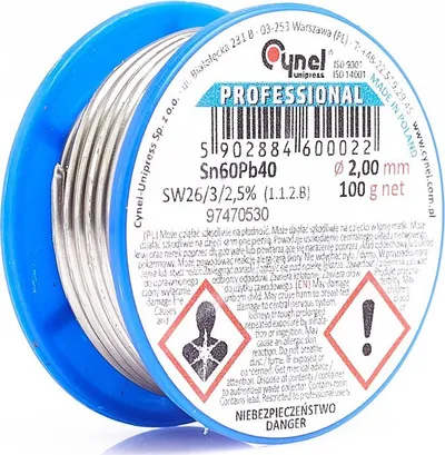 Fije saldimi Cynel Sn60Pb40, 2 mm, 100 g, argjendtë - 1