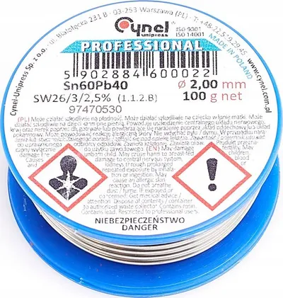 Fije saldimi Cynel Sn60Pb40, 2 mm, 100 g, argjendtë - 2