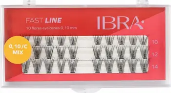 Qerpikë tufëza IBRA Makeup Fast Line MIX Lash Clusters, harkim C, MIX gjatësi, të zinj