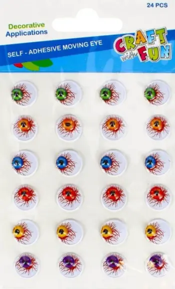 Sy dekorativë Craft with Fun Eyes, 24 copë, 15mm, shumëngjyrësh