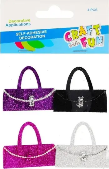 Qese dekorative vetëngjitëse Craft with Fun, set 4 copë, transparente