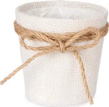 Mbulesë dekorative për vazo Ibergarden, thurje me fjongo jute, 10 cm, e bardhë